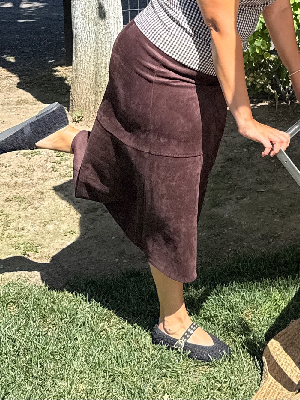 Max Studio Dark Brown Suede Maxi Skirt